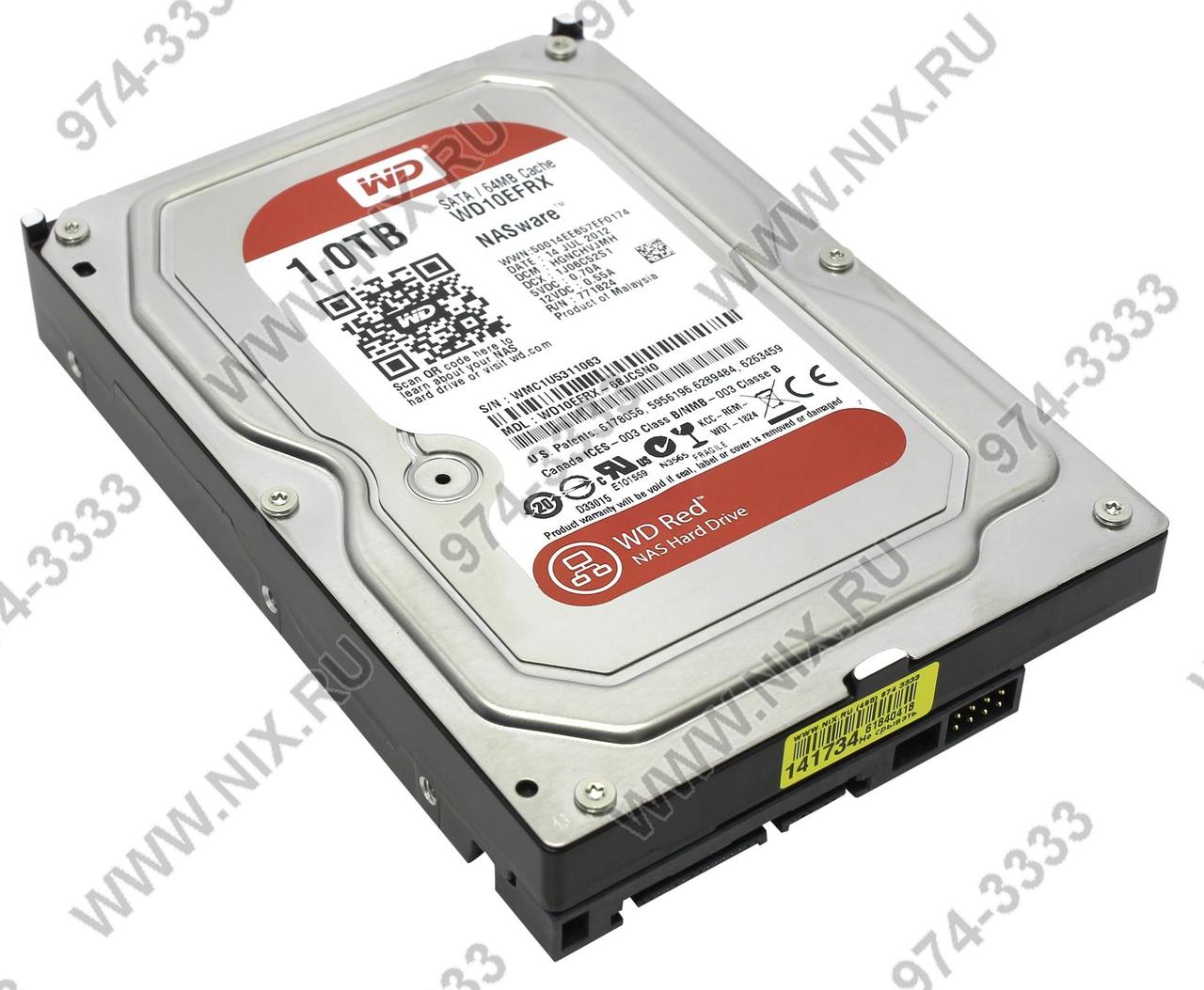 HDD 1 Tb SATA 6Gb/s Western Digital Red WD10EFRX 3.5" 5400rpm 64Mb