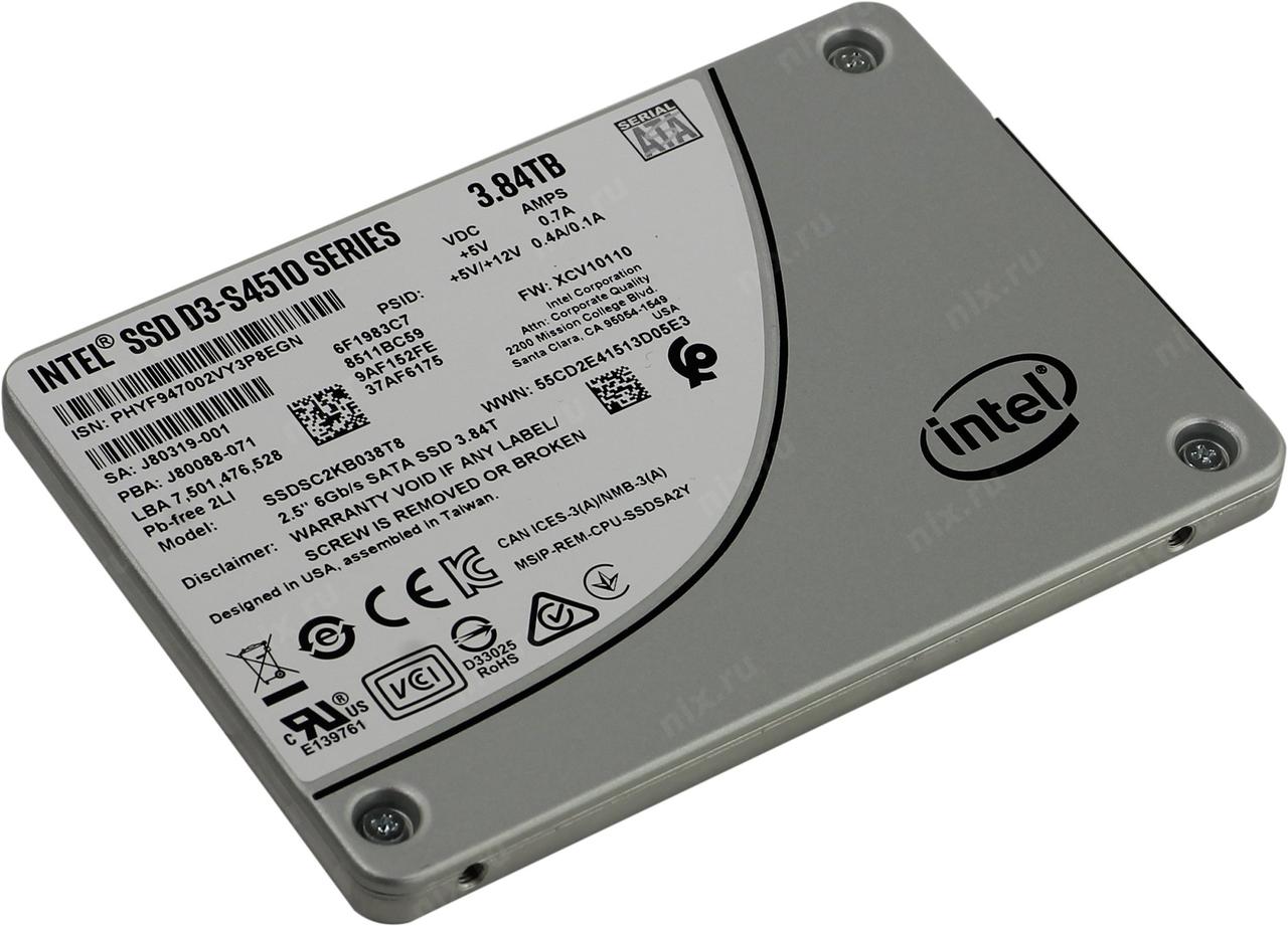 SSD 3.84 Tb SATA 6Gb/s Intel D3-S4510 Series SSDSC2KB038T8(01) 2.5" 3D TLC