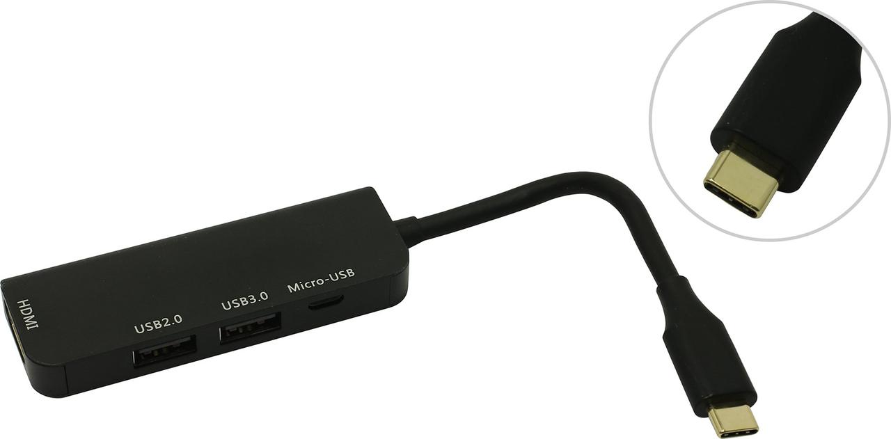 Кабель-адаптер USB-C(M)-HDMI(F)+USB2.0+USB3.0+microUSB