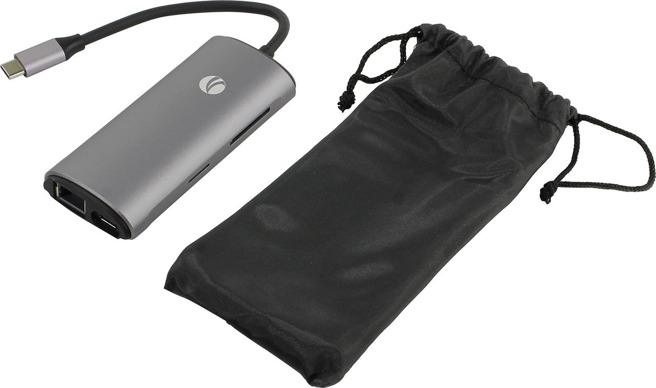 VCOM CU463 Кабель-адаптер USB-C - HDMI(F)+SD/microSD CR+3xUSB3.0+USB-C port+LAN