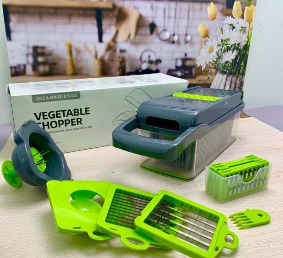 Многофункциональная ручная овощерезка терка Vegetable Chopper, 8 насадок (мультислайсер) - фото 3 - id-p184710901