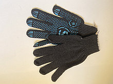 Перчатки  трикотажные  с ПВХ покрытием "Точка"  черные  10 класс вязки