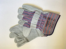 Перчатки рабочие спилковые комбинированные  цельный   наладонник  прорезиненный манжет