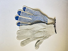 Перчатки  трикотажные  с ПВХ покрытием "Точка"  белые 10 класс вязки