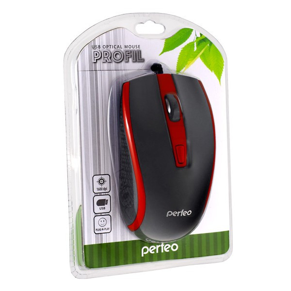 Мышь проводная оптическая Perfeo Profil, 4 кн, USB, черн-красн. PF_4928 - фото 2 - id-p184712420