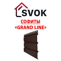 Софиты виниловые "Grand Line" (Темный дуб, частично перфорированный)