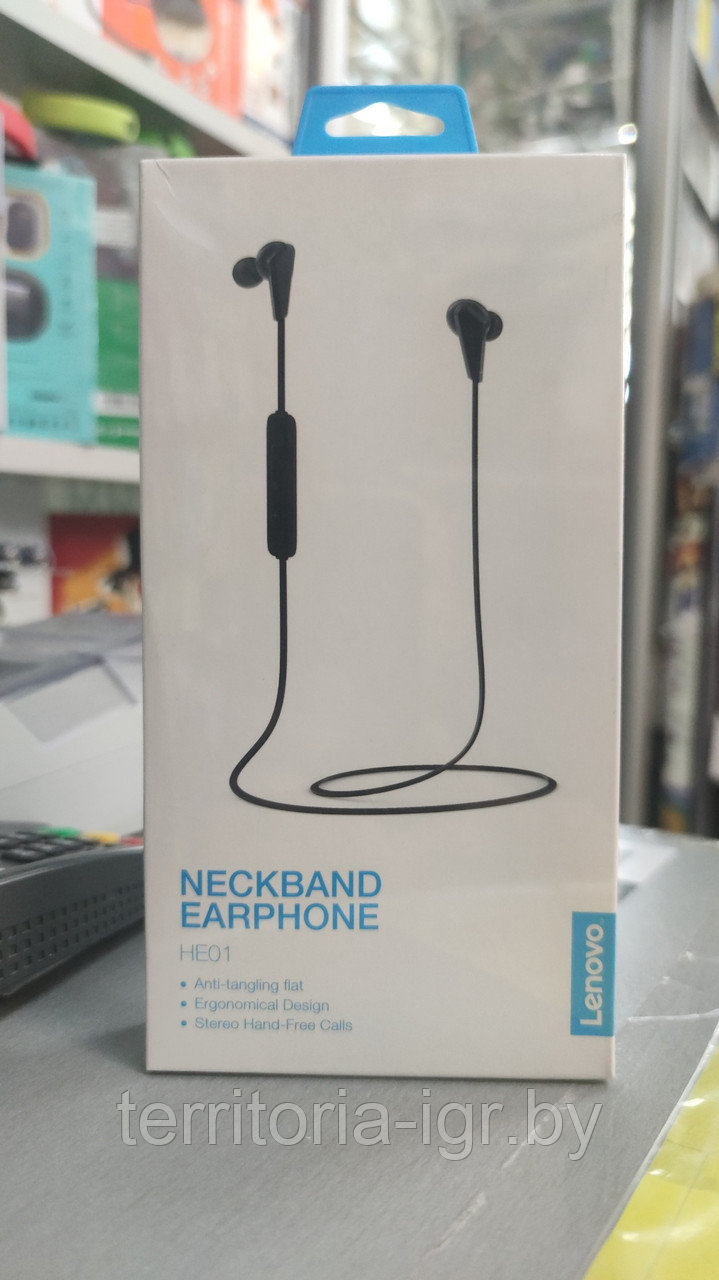 Беспроводные наушники LENOVO HE01 черные (NECKBAND EARPHONE)