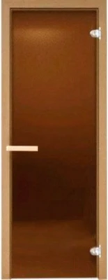 Дверь для бани стеклянная DoorWood (6мм) 700*1900 мм, цвет - бронза Матовое, коробка Хвоя 2 петли