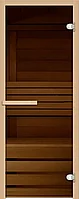 Дверь для бани стеклянная DoorWood (6мм) 700*1900 мм, цвет - бронза, коробка Хвоя 2 петли