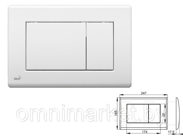 Кнопка управления для систем инсталляций (белая), Alcaplast