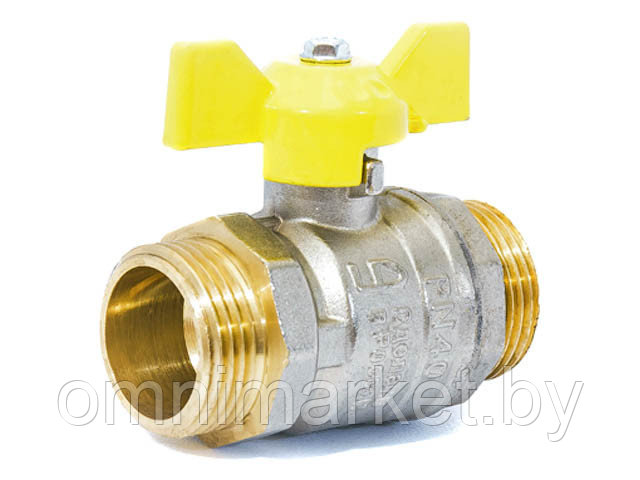 Кран шаровый 1/2" нар.-нар. бабочка (ГАЗ) PN40, LD