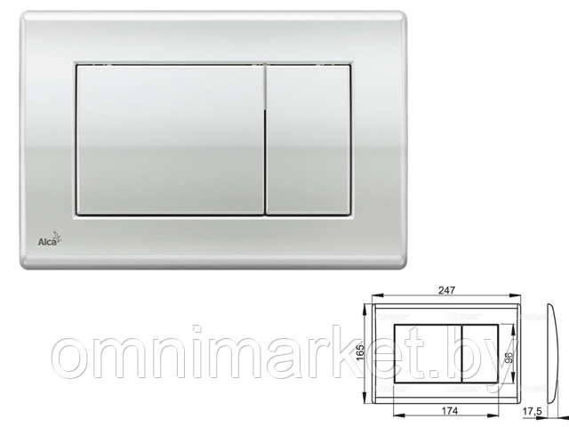 Кнопка управления для систем инсталляций (хром - глянцевая), Alcaplast