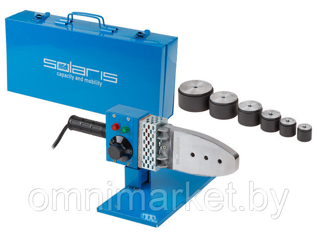 Сварочный аппарат для полимерных труб Solaris PW-1002 (1000-1100 Вт, 6 насадок: 20, 25, 32, 40, 50, 63 мм) - фото 1 - id-p184752473