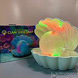 Ночник - светильник Сокровища моря Clam Shell Lamp (ракушка с жемчужиной), фото 4