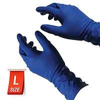 Перчатки латексные хозяйственные HIGH - RISK Gloves A.D.M, размер L, 25 пар (50 шт.), синие