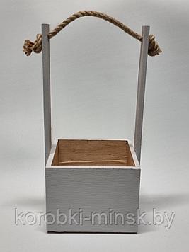 Ящик деревянный  11,5*11,5 см H9,5*28см (глубина 8см)  Белый