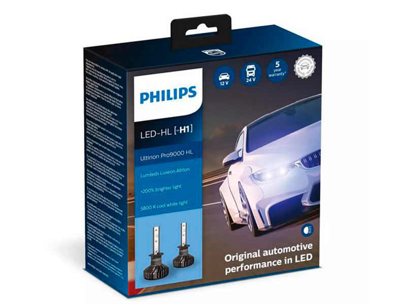 Philips Ultinon Pro9000 LED-HL H1 13.2V 18W 5800K (2 штуки) 11258U90CWX2