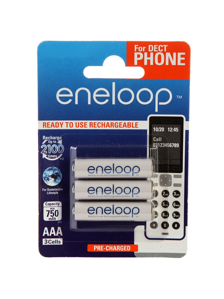 AAA - Panasonic Eneloop 750 mAh (3 штуки) BK-4MCCE/3DE 84887