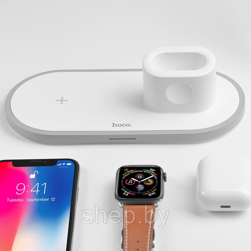 Зарядная станция HOCO CW21 3 в 1 для iPhone Watch AirPods белый - фото 4 - id-p184785920