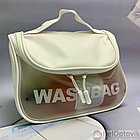 Прозрачная дорожная косметичка Washbag для путешествий с ручкой Черная, фото 3