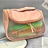 Прозрачная дорожная косметичка Washbag для путешествий с ручкой Белая, фото 6