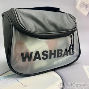 Прозрачная дорожная косметичка Washbag для путешествий с ручкой Черная