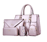Набор женских сумок 5 в 1 (сумка, клатч, кошелек, сумка-брелок с креплением, визитница)