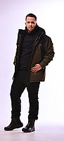 Куртка демисезонная на мембранной ткани, -15*С+15*С, удлиненная, цвет: Олива+Черный XL