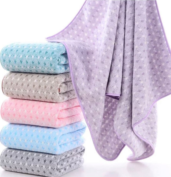 Набор полотенец банное и для лица в подарочком мешочке Фиолетовый - фото 1 - id-p184807665