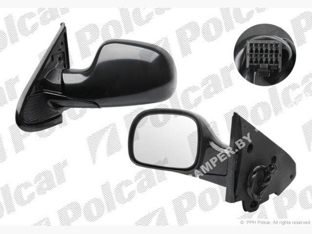 Внешнее левое зеркало, ручное управление, черная крышка, стекло плоское, хромированное DODGE CARAVAN (RG/RS) - фото 1 - id-p184811257