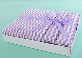 Набор полотенец зигзаги (банное 1 шт., для лица 2 шт.) Фиолетовый