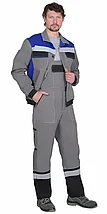Костюм "СИРИУС 4120" куртка, полукомбинезон средне-серый с васильковым и СОП, фото 2