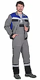 Костюм "СИРИУС 4120" куртка, полукомбинезон средне-серый с васильковым и СОП, фото 2