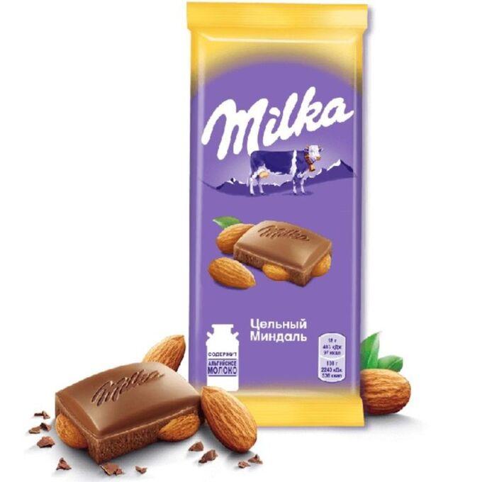 Шоколад Milka молочный с цельным миндалем 85г. - фото 1 - id-p184823169