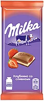 Шоколад Milka 85г. Клубника со сливками молочный