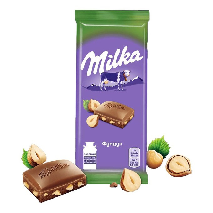 Milka Милка с дробленым Фундуком молочный шоколад 85г - фото 1 - id-p184823254