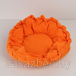 Лежанка для кошек на стяжке с ушками, цвет оранжевый 55 см