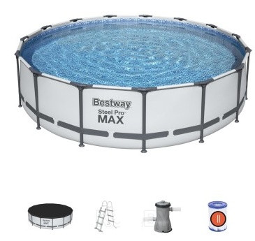 Бассейн каркасный Bestway 56488 Steel Pro MAX 457х107 см + фильтр-насос, лестница и тент-чехол - фото 1 - id-p181534373