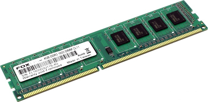 Оперативная память Foxline 4GB DDR3 PC3-12800 FL1600D3U11S-4GH - фото 1 - id-p184827965