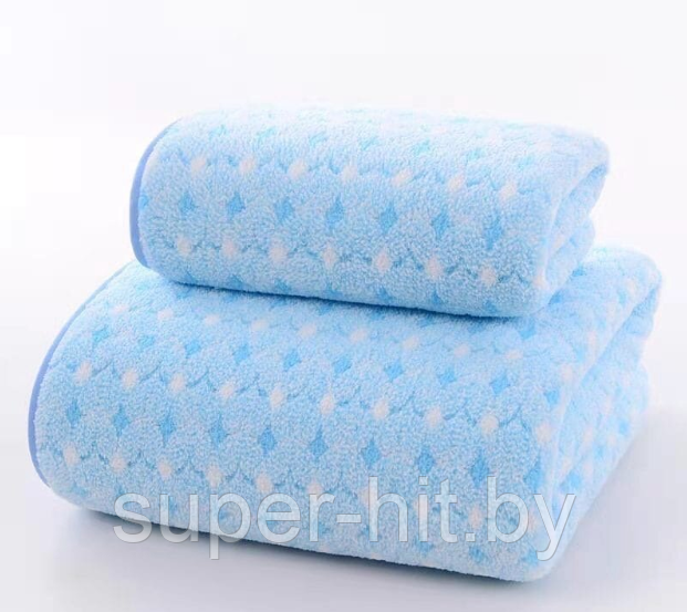 Набор полотенец банное и для лица в подарочком мешочке Голубой - фото 1 - id-p184832552