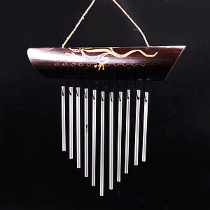 Музыка ветра с Ящерицей бамбук и металл 11 палочек