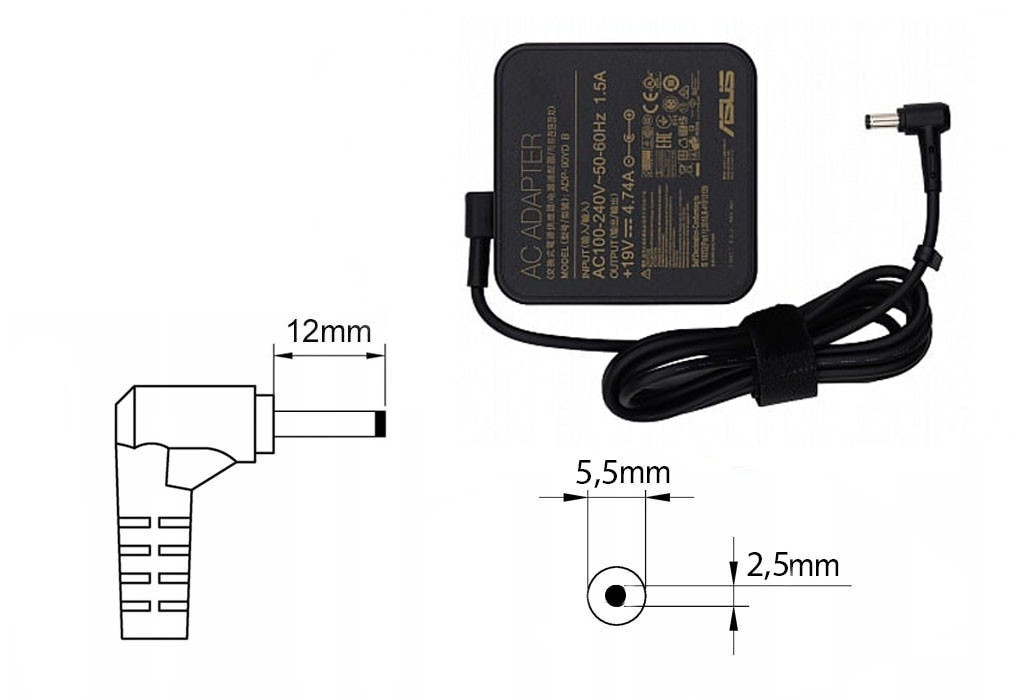 Оригинальная зарядка (блок питания) для ноутбука Asus ADP-90CD BB, ADP-90SB B, 90W, штекер 5.5x2.5 мм - фото 1 - id-p127165241