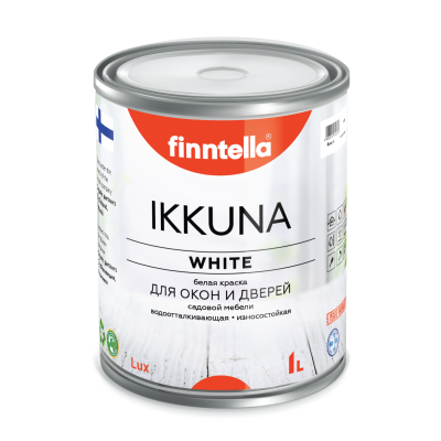 Краска для дерева IKKUNA WHITE для белых окон в скандинавском стиле (2,7 л) 3,5 кг (Finntella, Финляндия) - фото 1 - id-p184842183