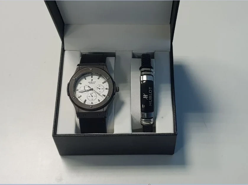 Мужской подарочный набор часы и браслет HUBLOT - фото 2 - id-p180549366