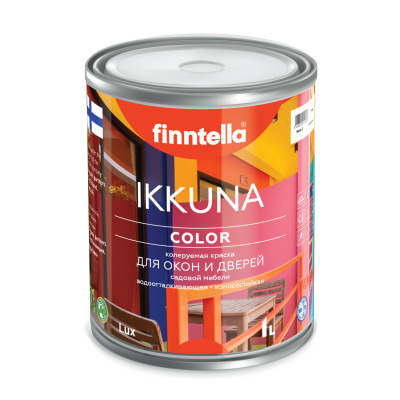 Краска для дерева IKKUNA COLOR цветная, яркая, для окон и дверей (0,45 л) (Finntella, Финляндия) - фото 1 - id-p184842778