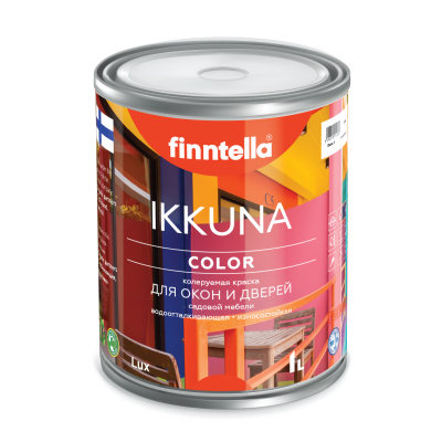 Краска для дерева IKKUNA COLOR цветная, яркая, для окон и дверей (0,9 л) (Finntella, Финляндия) - фото 1 - id-p184842903