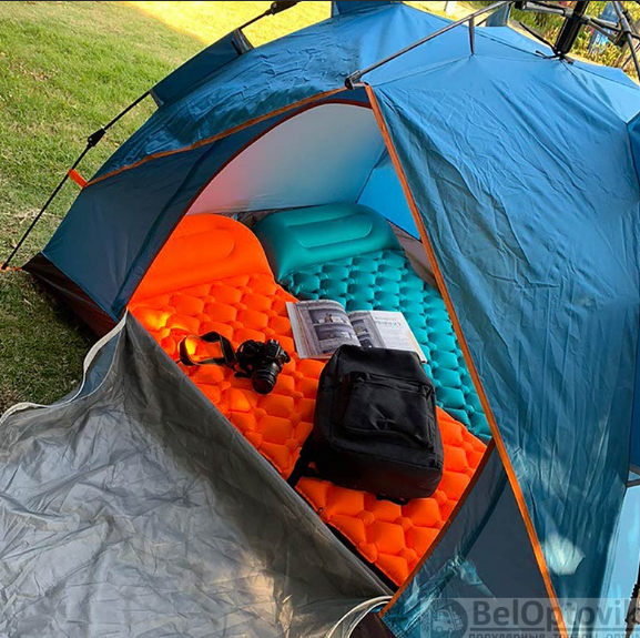Туристический сверхлегкий матрас со встроенным насосом SLEEPING PAD и воздушной подушкой Синий - фото 3 - id-p184849470