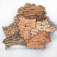 Деревянная карта Беларуси (области и районы) №6 (размер 63*55 см)