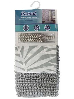 Набор для ванной комнаты Gromell штора с кольцами и коврик для ванной Grey 77AS003