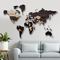 Карта мира из дерева (размер 165*90 см)